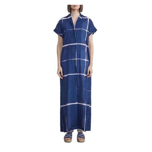 LAFAYETTE 148 NEW YORK Womens Blue High Side Slit Duster Button Up Cardigan S